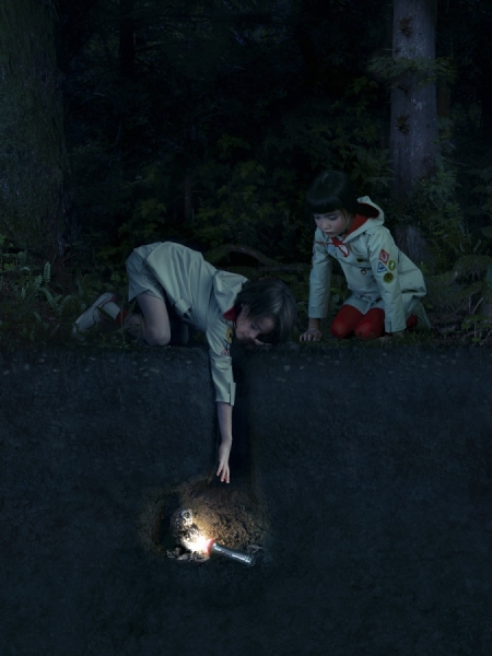 Photograph Todd Baxter Owl Scouts Reaching Into Hole on One Eyeland